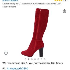 Kaptene Regino-01 Women’s Chunky Heel Stiletto Mid Calf Sueded Boots